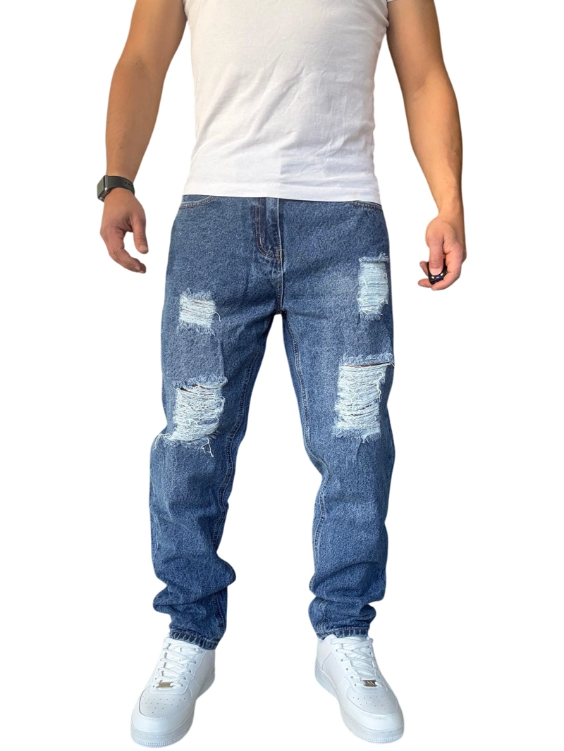 JEANS TELA RIGIDA CORTE MOM RASGADO - 44 - 4