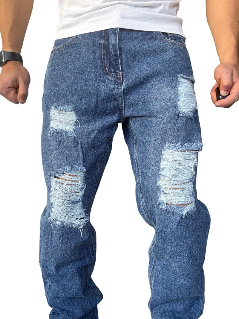 JEANS TELA RIGIDA CORTE MOM RASGADO - 44 - 7