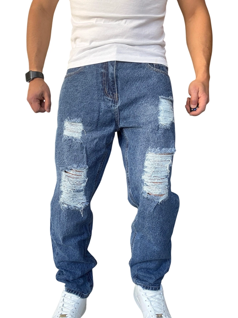 JEANS TELA RIGIDA CORTE MOM RASGADO - 44 - 9