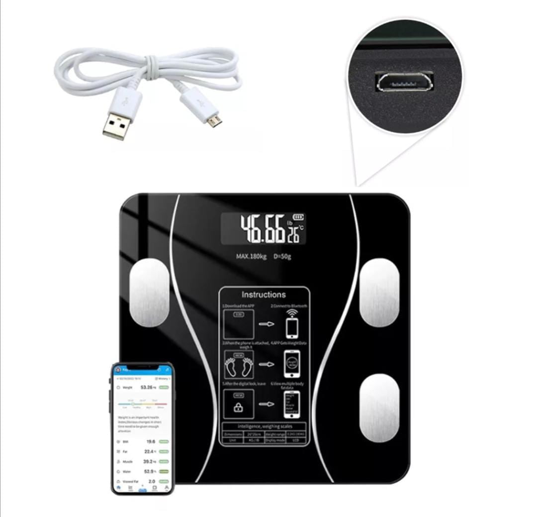 BÁSCULA BAÑO DIGITAL INTELIGENTE BLUETOOTH GRASA - 5
