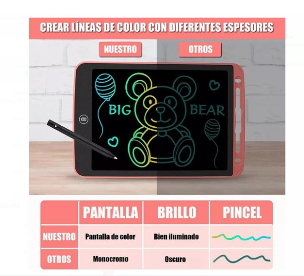 PIZARRA LCD MÁGICA TABLET 8.5 PUL NEGRO - 5