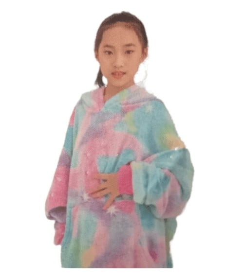 POLERON FELPA ROSADO SHERPA HUGGLE PARA NIÑAS INVIERNO REVERSIBLE SUAVE MULTICOLOR - 1