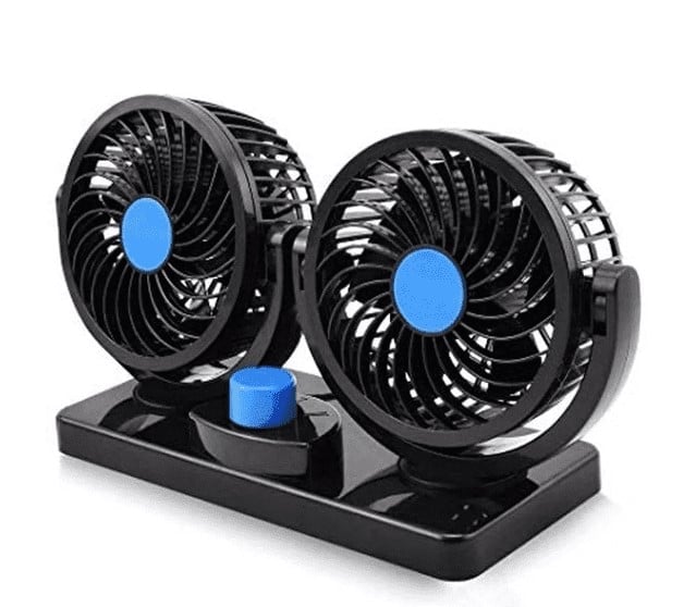 MINI VENTILADOR DOBLE PARA AUTO 12V INTERIOR 360º PORTÁTIL - 1