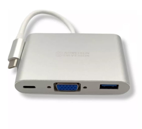 GENÉRICO HUB ADAPTADOR USB TIPO C A VGA + USB 3.0 + USB-C PC