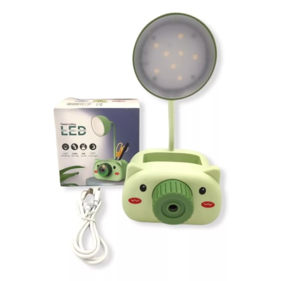 MINI LÁMPARA INALÁMBRICA ESCRITORIO CON PORTA LÁPICES VERDE - 1