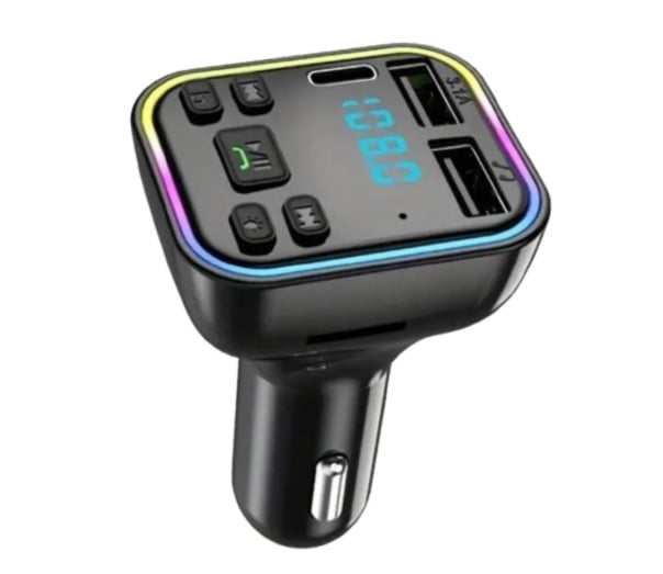 TRANSMISOR BLUETOOTH A FM G38 CON 2 USB Y 1 TIPO C CON LED RGB - 1