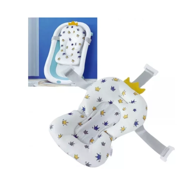 COJÍN MALLA BAÑO PAR BAÑERA TINA BEBÉ TIPO ASIENTO CORONA BLANCO - 2