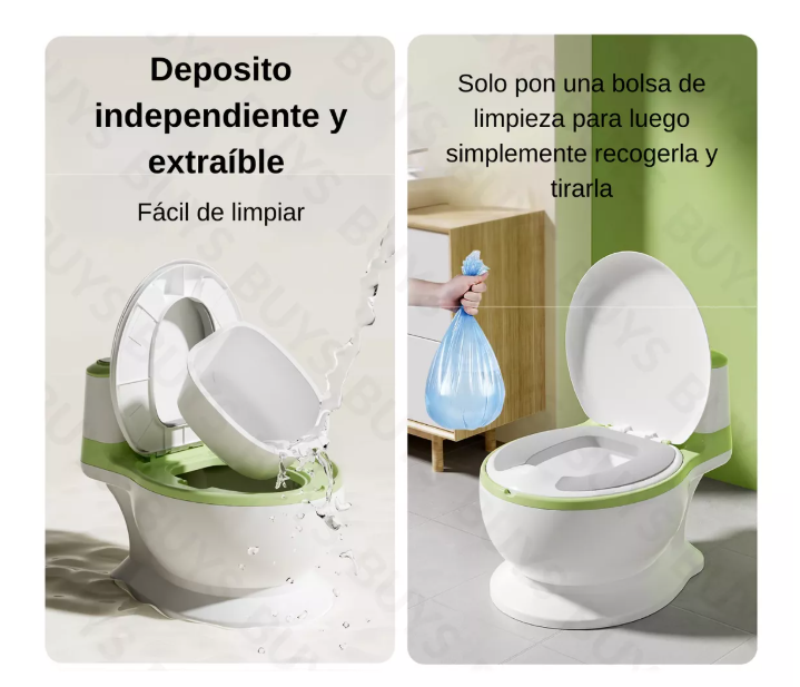 PELELA BEBÉ TIPO INODORO ASIENTO ACOLCHONADO SONIDO WC VERDE - 2