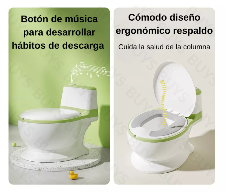 PELELA BEBÉ TIPO INODORO ASIENTO ACOLCHONADO SONIDO WC VERDE - 3