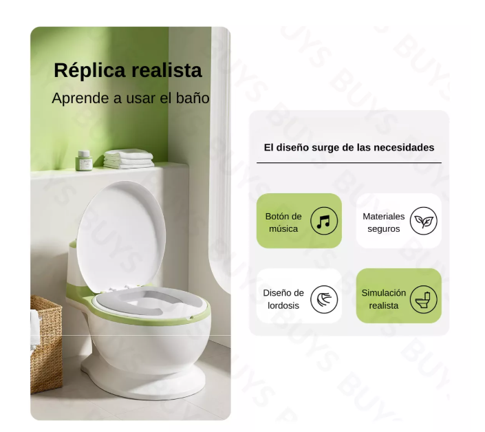 PELELA BEBÉ TIPO INODORO ASIENTO ACOLCHONADO SONIDO WC VERDE - 5