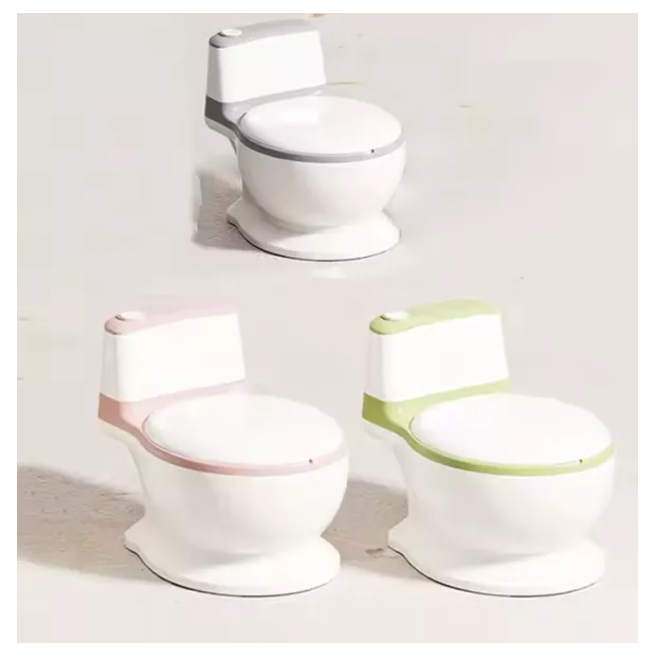 PELELA BEBÉ TIPO INODORO ASIENTO ACOLCHONADO SONIDO WC GRIS - 1