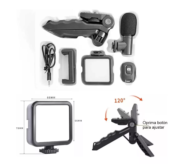 KIT GRABACIÓN ESTABILIZADOR LUZ LED Y MICRÓFONO YOUTUBE - 2