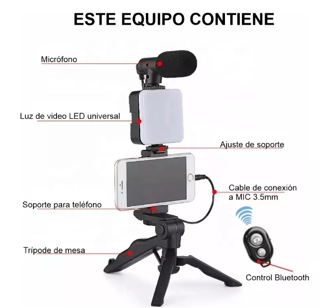 KIT GRABACIÓN ESTABILIZADOR LUZ LED Y MICRÓFONO YOUTUBE - 5