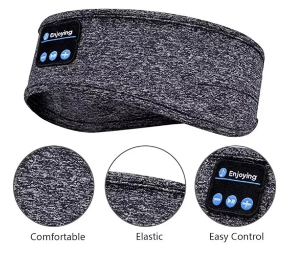 AUDIFONOS CINTILLO DEPORTIVO RECARGABLE USB MUSICA BLUETOOTH 5.0 GRIS - 1