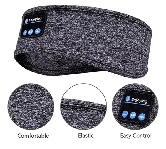AUDIFONOS CINTILLO DEPORTIVO RECARGABLE USB MUSICA BLUETOOTH 5.0 GRIS - 1