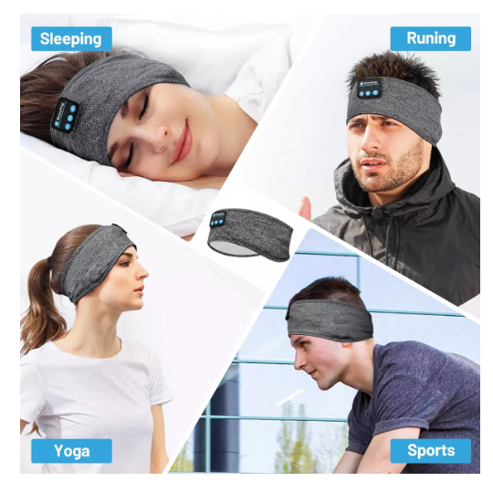 AUDIFONOS CINTILLO DEPORTIVO RECARGABLE USB MUSICA BLUETOOTH 5.0 GRIS - 4