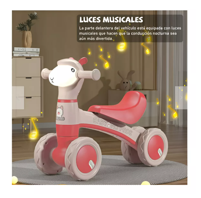TRICICLO OVEJITA LUZ MUSICA SCOOTER CORREPASILLOS ROSA - 3