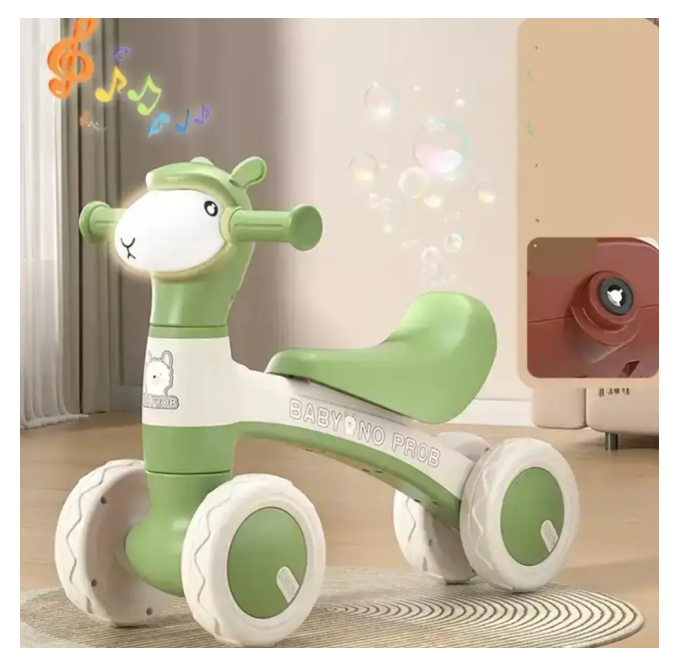 TRICICLO OVEJITA LUZ MUSICA SCOOTER CORREPASILLOS VERDE - 2