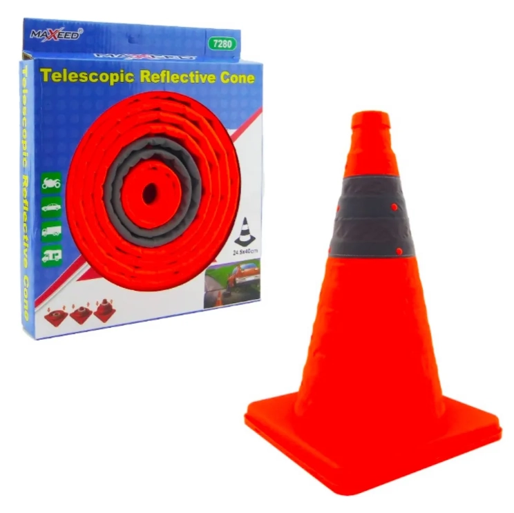 CONO DE EMERGENCIA NARANJA RETRACTIL DE 40 CM - 1