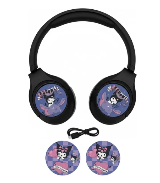 AUDIFONOS KUROMI BLUETOOTH ON EAR CON DISEÑOS INTERCAMBIABLE NEGRO - 2