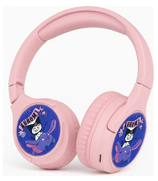 AUDIFONOS KUROMI BLUETOOTH ON EAR CON DISEÑOS INTERCAMBIABLE ROSA - 2
