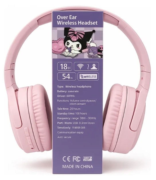 AUDIFONOS KUROMI BLUETOOTH ON EAR CON DISEÑOS INTERCAMBIABLE ROSA - 3