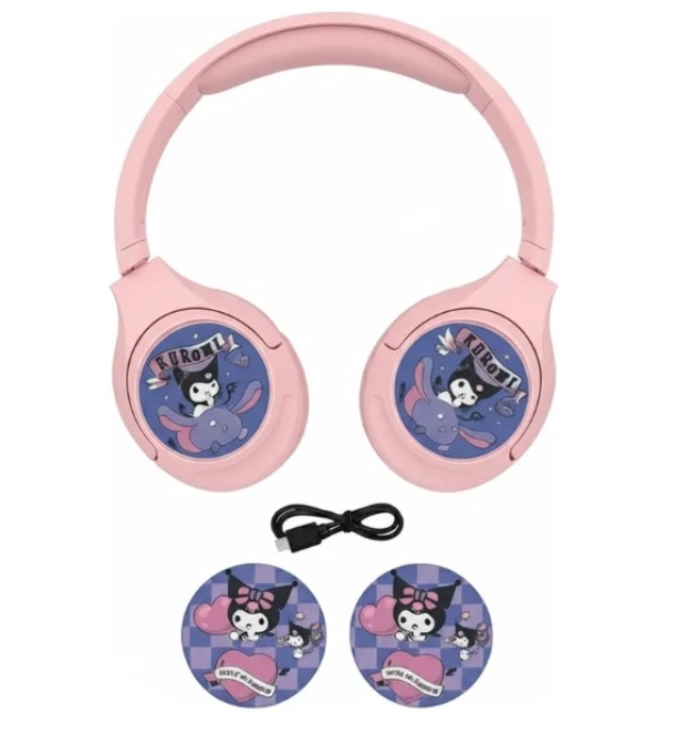 AUDIFONOS KUROMI BLUETOOTH ON EAR CON DISEÑOS INTERCAMBIABLE ROSA - 4