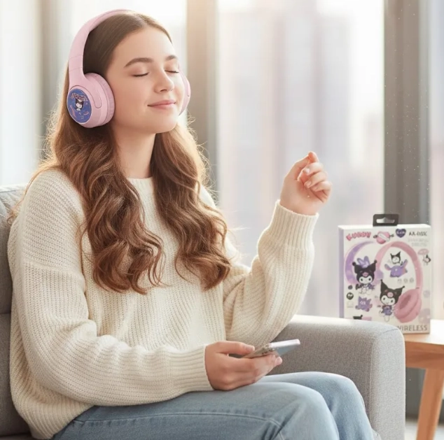 AUDIFONOS KUROMI BLUETOOTH ON EAR CON DISEÑOS INTERCAMBIABLE ROSA - 7