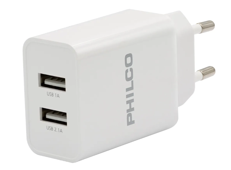 CARGADOR DE PARED DOBLE USB + CABLE IPHONE PHILCO R1090 - 3