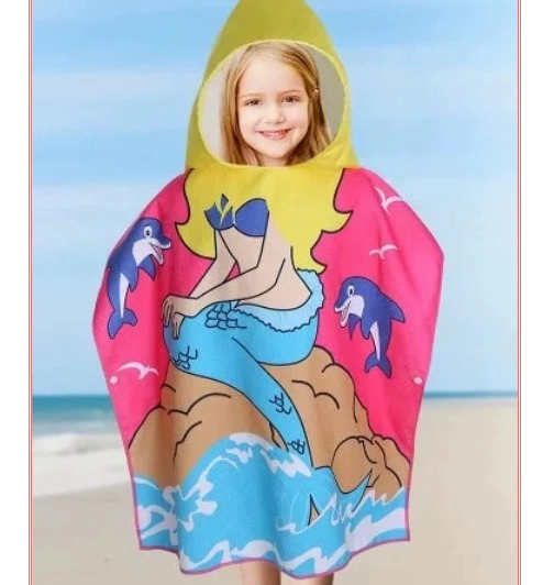 TOALLA DE MICROFIBRA PARA NIÑOS CON CAPUCHA TIPO PONCHO - 1