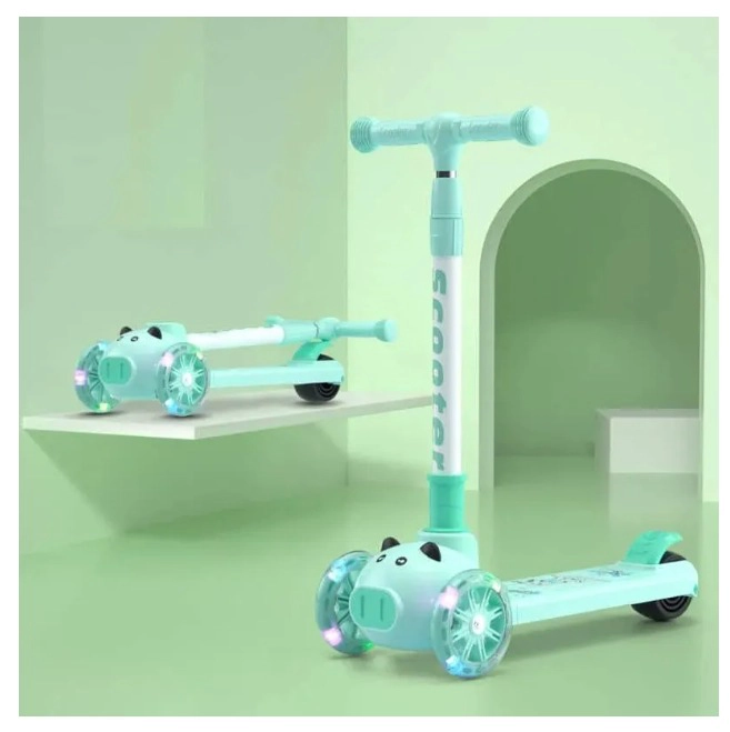 SCOOTER MONOPATIN 3 VERDE RUEDAS CERDITO AJUSTABLE CON RUEDAS LUCES - 1