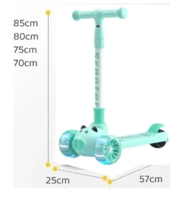 SCOOTER MONOPATIN 3 VERDE RUEDAS CERDITO AJUSTABLE CON RUEDAS LUCES - 2