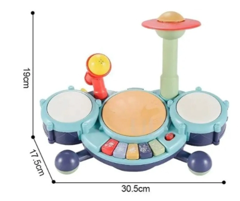 BATERIA MUSICAL INTERACTIVA  JAZZ DRUM CON MICROFONO BEBE ROSA - 4