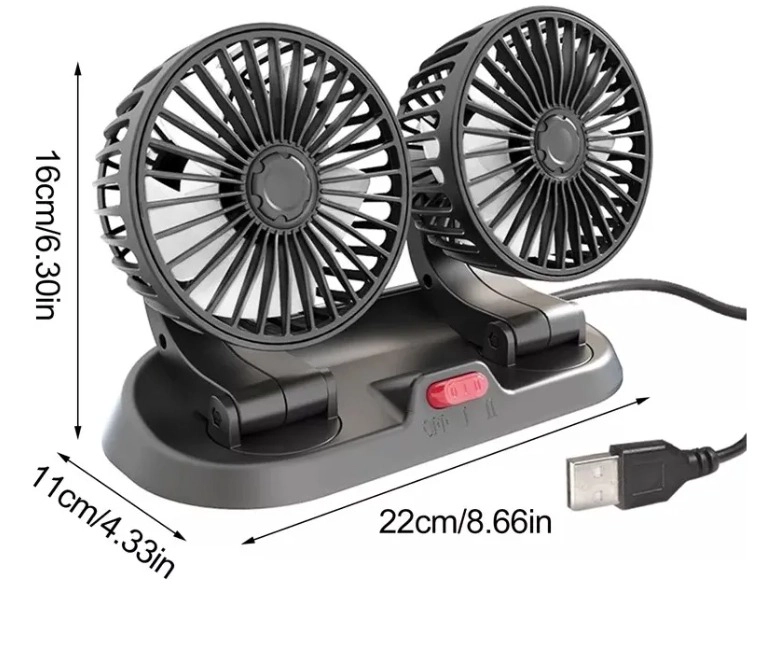 VENTILADOR DOBLE USB AUTO CASA OFICINA 360° ROTACION - 3