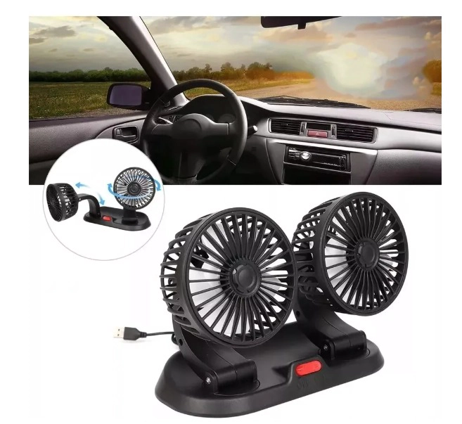 VENTILADOR DOBLE USB AUTO CASA OFICINA 360° ROTACION - 5