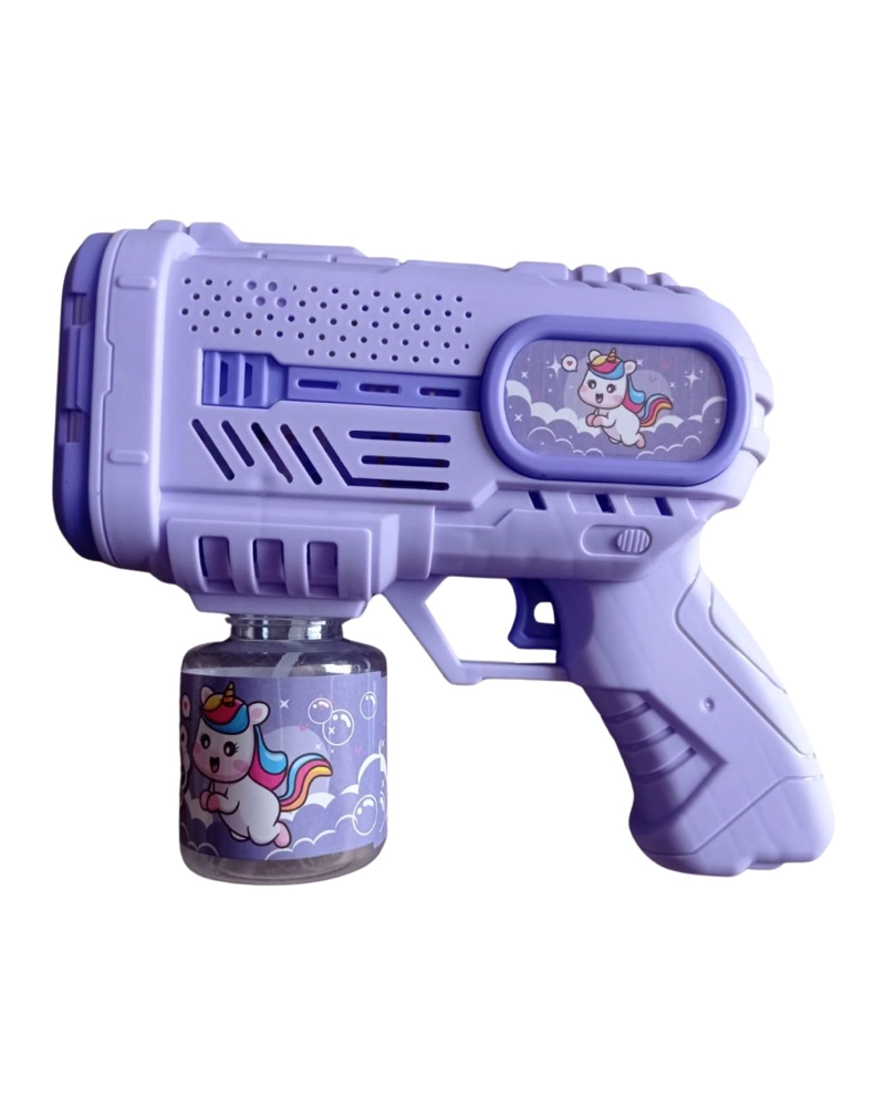 PISTOLA BURBUJAS BURBUJERO AUTOMATICO PILAS NIÑOS CON LUZ MORADO - 1