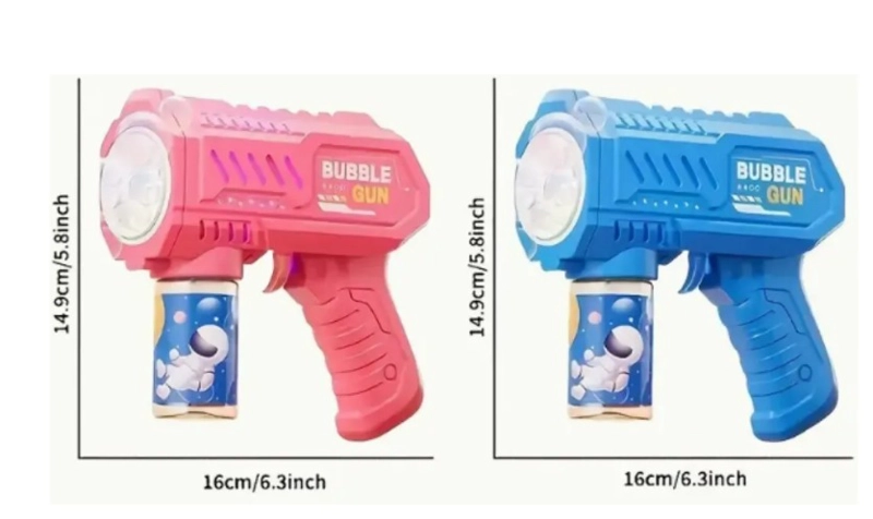 PISTOLA BURBUJAS BURBUJERO AUTOMATICO PILAS NIÑOS CON LUZ MORADO - 2