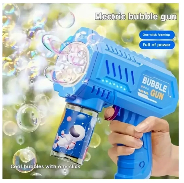 PISTOLA BURBUJAS BURBUJERO AUTOMATICO PILAS NIÑOS CON LUZ MORADO - 3