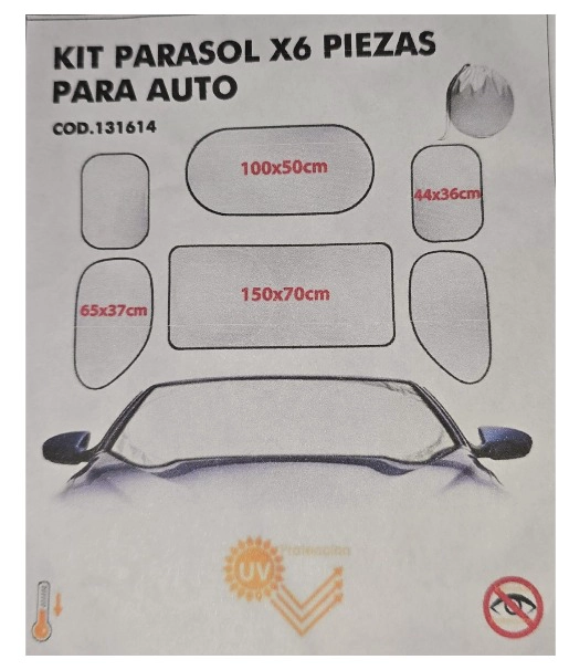 KIT PARASOL TAPA SOL DE 6 PIEZAS PARA AUTO CON ESTUCHE - 4