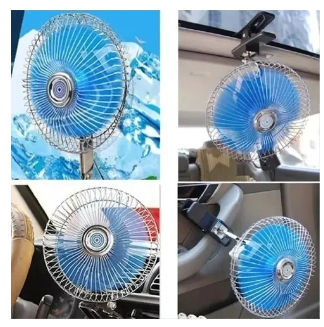 VENTILADOR PARA AUTO FURGON AUTOMOVIL 12V OSCILANTE 18CM - 2