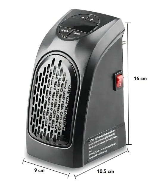 CALEFACTOR DE PARED MINI PORTATIL 400 WATTS COLOR NEGRO - 4