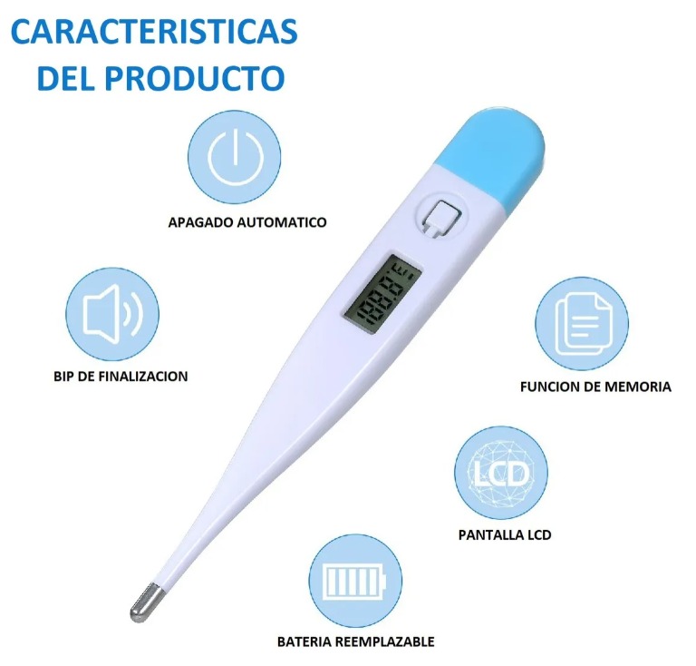 TERMOMETRO DIGITAL LCD TEMPERATURA BEBE NIÑOS AZUL - 3