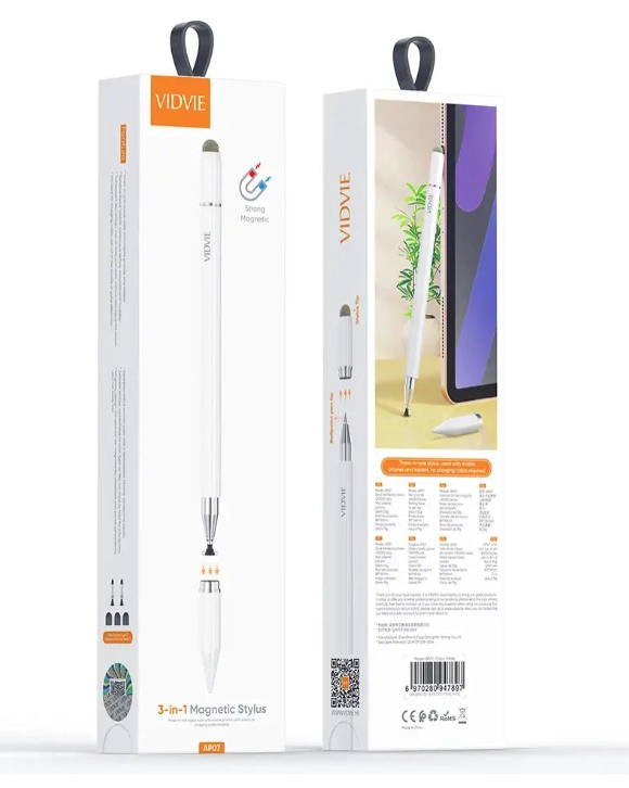 LAPIZ CAPACITIVO 3 EN 1 MAGNETICO STYLUS UNIVERSAL BLANCO - 2