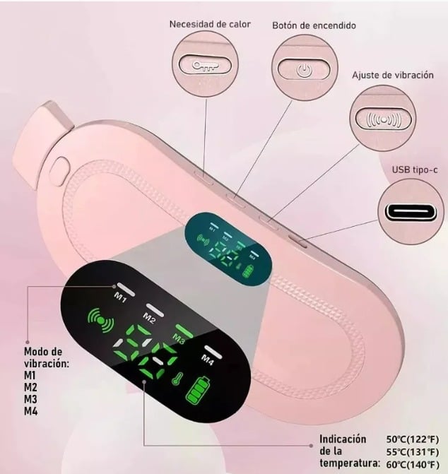 MASAJEADOR MENSTRUALES GUATERO ALIVIO COLICOS CALENTADOR USB ROSA - 6