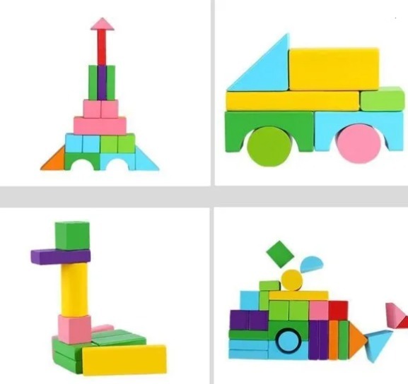 JUEGO DE BLOQUES DE CONSTRUCCION MADERA NIÑOS REGALOS 100 PIEZAS - 4