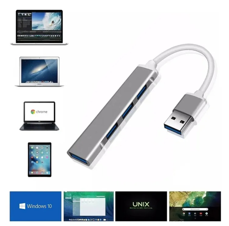 HUB USB 3.0 Y 2.0 4 PUERTOS DE ALUMINIO, VELOCIDAD 5GBPS - 4