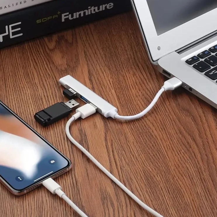 HUB USB 3.0 Y 2.0 4 PUERTOS DE ALUMINIO, VELOCIDAD 5GBPS - 5