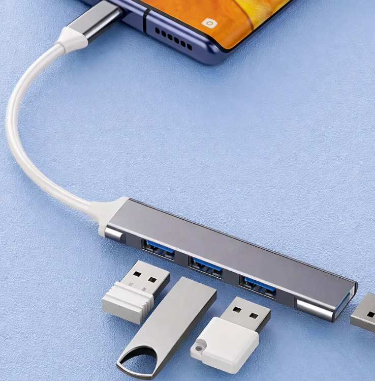 HUB USB TIPO C 4 PUERTOS 3.0 ADAPTADOR MULTIPUERTO COMPATIBLE CON MACBOOK  PC CELULAR - 4