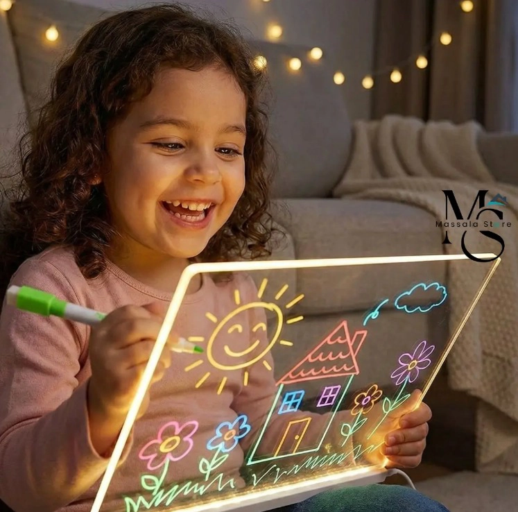 PIZARRA MAGICA LED LUMINOSA ACRILICA+7 PLUMONES NEON 30X20CM - 1