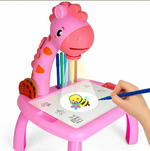 MINI PROYECTOR MESA DE DIBUJO PARA NIÑOS JIRAFA JUGUETE DIDACTICO ROSA - 4